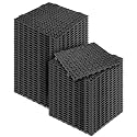 MYFAMIREA Modular Interlocking Cushion 55 Pack 11.8" x 11.8" Rubber Floor Tiles Non-Slip Splicing Drainage Mats for Deck, Pool, Outdoor Shower, Patio, Balcony, Indoor Bathroom, Kitchen, Yard (Black)