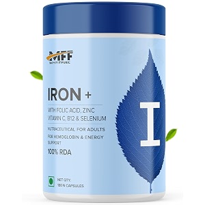 myfitfuel iron 6 months  folic acid zinc vitamin c amp b12 supplement for hemoglobin immunity amp energy 180 capsules