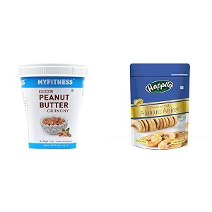 myfitness original peanut butter crunchy 510g  25g protein to boost energy amp happilo premium dried afghani anjeer 200 g pack