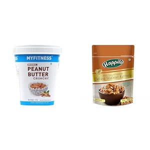 myfitness original peanut butter crunchy 510g  25g protein to boost energy amp happilo deluxe 100 natural dried kashmiri walnut kernels 200g