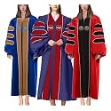 MyGradDay Unisex Deluxe Doctoral Graduation Gown with Gold Piping