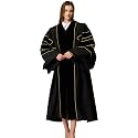 MyGradDay Unisex Deluxe Doctoral Graduation Gown with Gold Piping