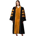 MyGradDay Unisex Deluxe Doctoral Graduation Gown with Gold Piping