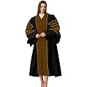 MyGradDay Unisex Deluxe Doctoral Graduation Gown with Gold Piping
