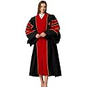 MyGradDay Unisex Deluxe Doctoral Graduation Gown with Gold Piping
