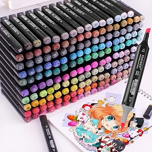 myheart 120 colour markers double tipped coloring marker set comes with 1 colorless blender fine and chisel based drawing markers for kids sketching adult coloring black
