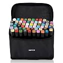 MYHEART 60 Colors Dual Tip Art Markers Set with Carrying Case | 1mm Fine &amp; 6mm Chisel Twin Head Sketch Pens for Drawing, Sketching, Blending &amp; Calligraphy | Permanent Marker Pens for Artists