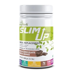 myherb slim up meal replacement shake with 15 natural herbal blend ayurvedic formula for weight controlampmanagement-135g protein-23 vitamins for menampwomen chocolate milk shake 1000 gm