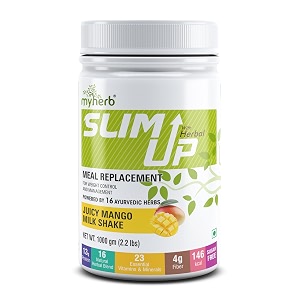 myherb slim up meal replacement shake with 15 natural herbal blend ayurvedic formula for weight controlampmanagement-135g protein-23 vitamins for menampwomen juicy mango milk shake 1000 gm
