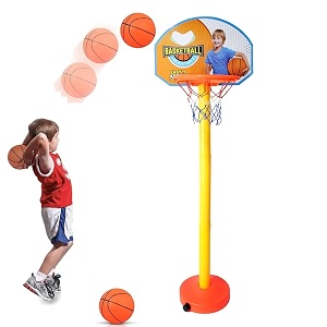 myhoodwink big basketball set with adjustable stand basketball hoop for kids sports toys indoor and outdoor games for boys