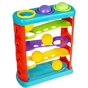 myhoodwink game hammer knock ball toys for kids babies and toddlers pound and see the balls roll down the ramps multicolour