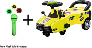 myhoodwink ride on ferrari magic car for kids best gift for boys and girls kids rideons  wagons non battery operated ride on yellow