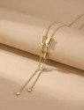 MYKI long Butterfly Layered Necklace For Women & Girls Gold-plated Crystal Stainless Steel Pendant