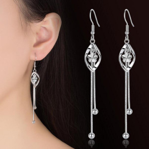 myki super flower long earrings for women  girls swarovski zirconia metal drops  danglers