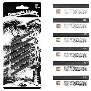 mylifeunit compressed graphite square drawing pencils for artists pack of 6 2h hb 2b 4b 6b and 8b
