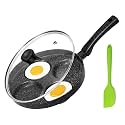 MyLifeUNIT Egg Frying Pan, 4-Cup Nonstick Fried Egg Pan, Aluminum Egg Cooker Pan with Lid and Spatula