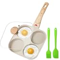 MyLifeUNIT Egg Pan, 4-Cup Egg Frying Pan with Lid, Nonstick Aluminium Alloy Egg Cooker for Breakfast, Pancake, Burger, Sandwiches, Suitable for Gas Stove & Induction Cookware (White)