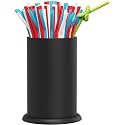 MyLifeUNIT Straw Holder Dispenser, Stainless Steel Kitchen Utensil Organizer 6.7" x 4.9", Black