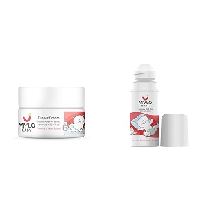 mylo baby natural diaper rash prevents - 50 gm amp mylo baby tummy roll on 40ml heals cream formula gentle  made safe certified  with hing amp saunf  relieves gas amp colic  reduces acid reflux