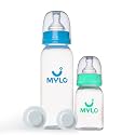 Mylo Baby Feeding Bottle (125ml + 250ml) for New Born Baby | Anti Colic &amp; BPA Free Feeding Bottles | Feels Natural Baby Bottle | Easy Flow Neck Design- Sea Green + Sky Blue