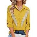 MYMORE Womens Sparkly Fringe Shirt Western Cowgirl