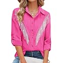 MYMORE Womens Sparkly Fringe Shirt Western Cowgirl