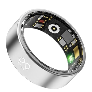 mynk alpha smart ring for men amp women  health amp fitness tracker  stress amp sleep monitoring  track steps calories hrv hr spo2  waterproof  silver size 10