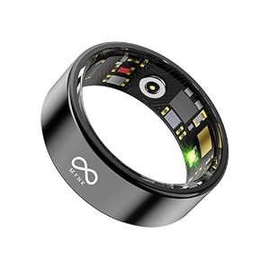 mynk alpha smart ring for men amp women  health amp fitness tracker  stress amp sleep monitoring  track steps calories hrv hr spo2  waterproof  black size 9