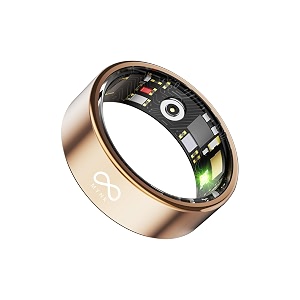 mynk alpha smart ring for men amp women  health amp fitness tracker  stress amp sleep monitoring  track steps calories hrv hr spo2  waterproof  gold size 9