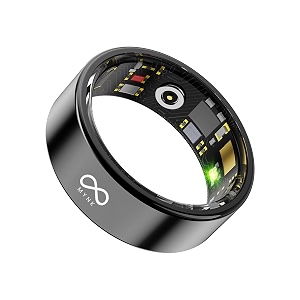 mynk alpha smart ring for men amp women  health amp fitness tracker  stress amp sleep monitoring  track steps calories hrv hr spo2  waterproof  black size 9