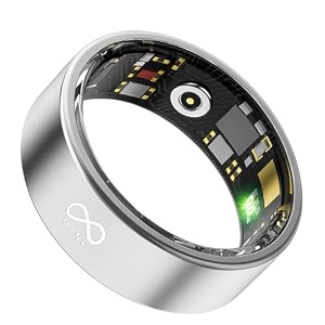mynk alpha smart ring for men amp women  health amp fitness tracker  stress amp sleep monitoring  track steps calories hrv hr spo2  waterproof  silver size 10