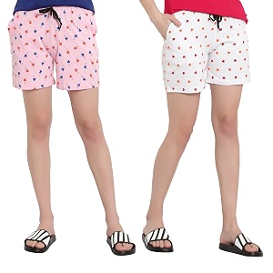myo womens 100 organic cotton printed regular shorts - pack of 2 multicolor