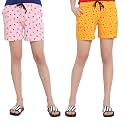 MYO Womens 100% Organic Cotton Printed Regular Shorts - Pack of 2 (Multicolor)