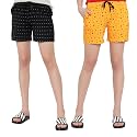 MYO Womens 100% Organic Cotton Printed Regular Shorts - Pack of 2 (Multicolor)