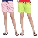 MYO Womens 100% Organic Cotton Printed Regular Shorts - Pack of 2 (Multicolor)