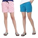MYO Womens 100% Organic Cotton Printed Regular Shorts - Pack of 2 (Multicolor)
