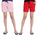 MYO Womens 100% Organic Cotton Printed Regular Shorts - Pack of 2 (Multicolor)