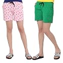 MYO Womens 100% Organic Cotton Printed Regular Shorts - Pack of 2 (Multicolor)