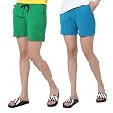 MYO Womens 100% Organic Cotton Printed Regular Shorts - Pack of 2 (Multicolor)