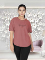 MYo2 Printed Women Round Neck Pink T-Shirt