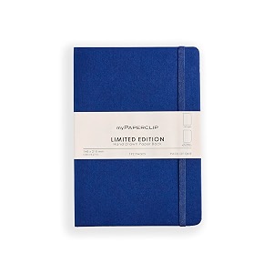 mypaperclip limited edition a5 plainunruled notebook  192 pages 100 gsm soft cover a5 5 83 x 827 in  flat lay design  bookmark elastic closure  blueberry