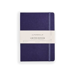 mypaperclip limited edition a5 checkssquare grid notebook  192 pages 100 gsm soft cover a5 5 83 x 827 in  flat lay design  bookmark elastic closure  aubergine