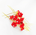 Myra Collection Bridal Hair Pin Golden and Reg Rose Big Size Pack of 12 Pcs Hair Pin Hair Pin (Red)