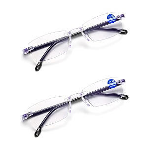 myreen one power auto focus blue cut rimless reading glasses for men amp women  1 to 3 power flex focus blue light blocking specs  rimless lightweight readers for computer books newspaper reading