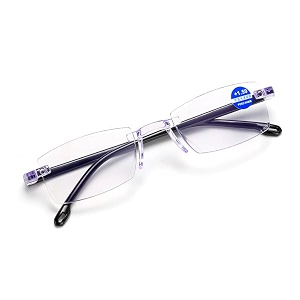 myreen one power auto focus blue cut rimless reading glasses for men amp women  1 to 3 power flex focus blue light blocking specs  rimless lightweight readers for computer books newspaper reading