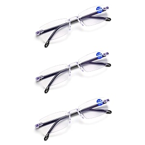 myreen one power auto focus blue cut rimless reading glasses for men amp women  1 to 3 power flex focus blue light blocking specs  rimless lightweight readers for computer books newspaper reading
