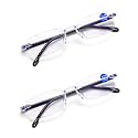 myreen One Power Auto Focus Blue Cut Rimless Reading Glasses for Men &amp; Women | +1 to +3 Power Flex Focus Blue Light Blocking Specs | Rimless Lightweight Readers for Computer, Books, Newspaper Reading
