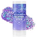Mysense Purple Body Glitter Stick,Mardi Gras Face Hair Glitter,Singer Concert Festival Rave Outfit Accessories for Women Kids,Sparkling Mermaid Sequins Chunky Glitter Makeup