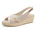mysoft Women's Espadrille Sandals Low Wedge Platform Open Toe Slingback Ankle Strap Criss Cross Slip On Summer Shoes