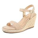 mysoft Women's Espadrille Wedge Sandals Square Open Toe Platform Sandals